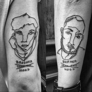 Linework matching tattoos by Gumo #Gumo #cubism #cubist #linework #contemporary #finearts #picasso #matching #brother