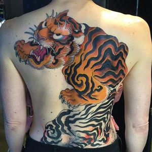 Tiger (In Progress) Tattoo by Lango Oliveira #tiger #japanesetiger #japanese #japaneseart #irezumi #LangoOliveira