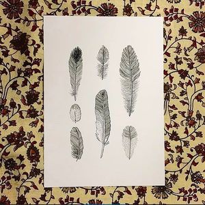 Feather print by Rose Hendry #RoseHendry #illustration #art #drawing #design #feathers