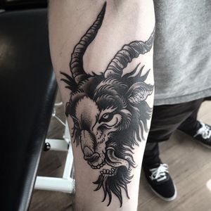 Blackwork Goat Tattoo by Kolja Anders #goat #goattattoo #goattattoos #blackworkgoat #blackworkgoattattoo #blackworkgoattattoos #animaltattoo #blackink #blackworktattoos #blackwork #KoljaAnders