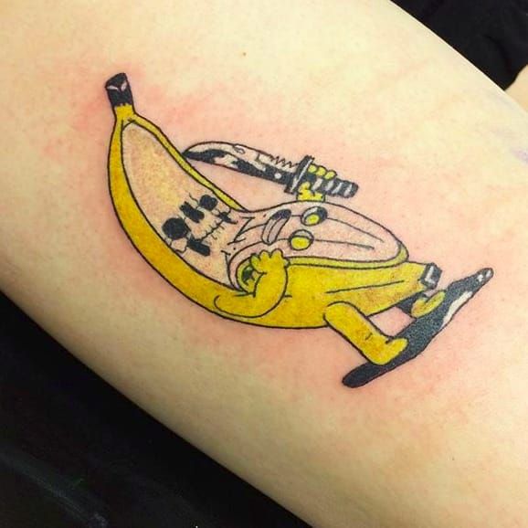 Banana tattoo on the forearm You know how bananas