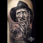 Freddy Krueger Tattoo by Javier Antunez @Tattooedtheory #JavierAntunez #Tattooedtheory #Blackandgrey #Realistic #FreddyKrueger #horror #realism