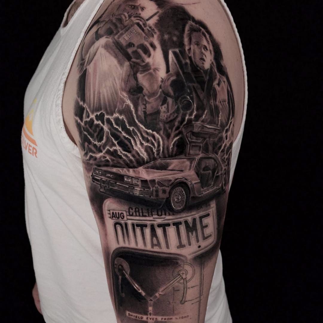 Delorean Tattoo on Forearm by Pablo Torre