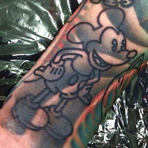 Blast over tattoo done at UE The Parlour. #blastover #blackwork #mickeymouse #disney