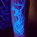 Blacklight ink makes for incredibly cool tattoos, especially when they are Harry Potter inspired. #harrypotter #harrypottertattoos #stagpatronum #blacklight #blacklighttattoo