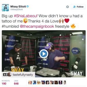 Missy Elliott gave Shia LaBeouf a shout out. #shialabeouf #MissyElliott #Rap #hiphop