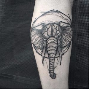 Elephant tattoo by Matteo Gallo #MatteoGallo #trashstyle #graphic #blackwork #sketch #abstract #elephant