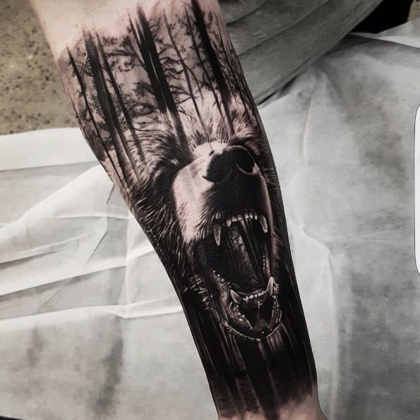 Bear Forest Tattoo Design