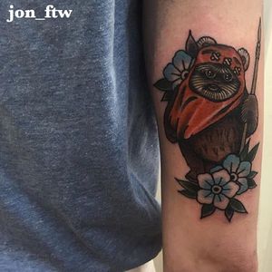 Ewok Tattoo by @jon_ftw #ewok #starwars #traditional #jonftw