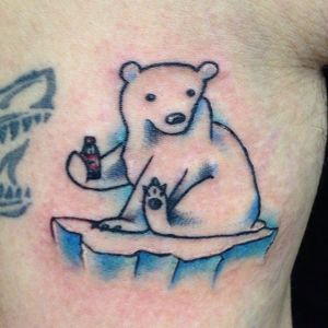 Coke tattoo design with a bear, by Sarah Baldwin #SarahBaldwin #coketattoo #cocacola #coke