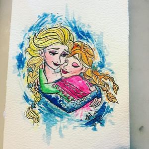 Frozen watercolour tattoo design by Avalon Rose #AvalonRose #Frozen #watercolour #Disney