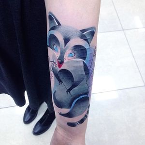 Animal tattoo by Ann Lilya #AnnLilya #colorful #animal #racoon