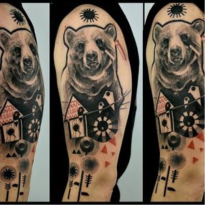Graphic bear #beartattoo #KatarzynaKrutak #graphictattoo #bear #graphic