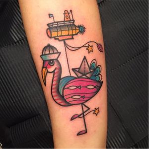 Pop Surrealistic Flamingo Tattoo #flamingotattoo #AmandaToy