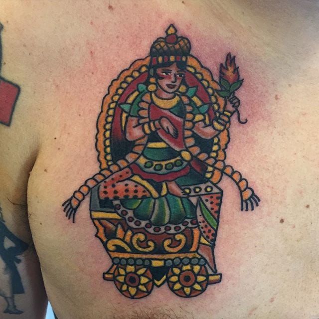 Usha Devi Tattoo por Robert Ryan #ushadevi #indian #indianart #sacredart #traditional #traditionalindian #oldschool #RobertRyan