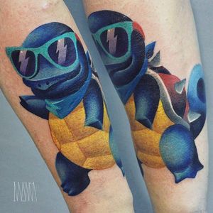 Squirtle Tattoo by Ilona Kochetkova #AbstractTattoo #GraphicTattoos #ModernTattoos #ColorfulTattoos #BirghtTattoos #Minsk #ModernTattooArtists #IlonaKochetkova