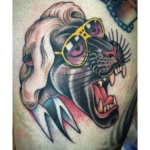 What Ric Flair would look like as a panther? Tattoo by Mike Wilson. #RicFlair #wrestling #panther #traditional #neotraditional
