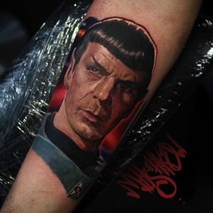 Spock tattoo by mashkow on Instagram. #spock #leonardnimoy #startrek #scifi #portrait #colorrealism