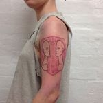 Semi-abstract tattoo by Adam Traves. #AdamTraves #pinkink #pink #linework #semiabstract