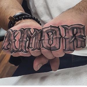 Lettering tattoo by boogstar on Instagram. #love #handstyle #knuckle #lettering #script #letter #type