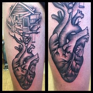 Tree House Tattoo by Amalie Ink #treehouse #creativetattoo #fantasy #AmalieInk