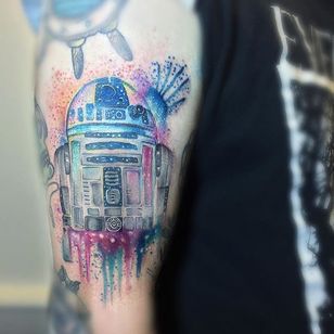 Tatuaje de R2D2 por Jason Adelinia # r2d2 #starwars # acuarela # artista de acuarela #JasonAdelinia