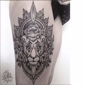 Lion tattoo by Kristina Darmaeva #KristinaDarmaeva #blackwork #lion