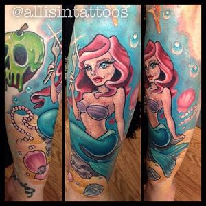 New school Ariel tattoo by Allisin. #newschool #Ariel #TheLittleMermaid #Allisin #mermaid