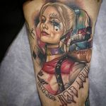 Harley Quinn tattoo by Brendan Boz. #neotrad #neotraditional #portrait #HarleyQuinn #SuicideSquad #BrendanBoz