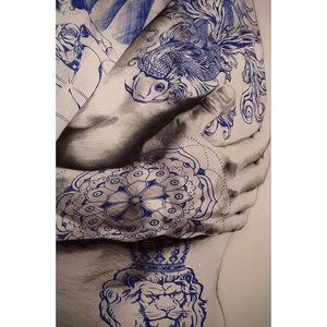 Gabriel Moreno Illustration. #GabrielMoreno #illustrator #artist #fineart #Spanish #gradient #tattooart #tattooedportrait #women