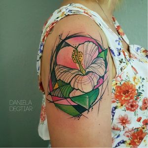 Hibiscus tattoo by Daniela Degtiar #DanielaDegtiar #graphic #sketchstyle #abstract #watercolor #hibiscus #flower