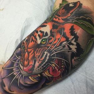 Tiger Tattoo by Benji Harris #tiger #neotraditional #neotraditionalartist #color #traditional #BenjiHarris