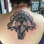 Elephant tattoo by Annmarie Cahill #AnnmarieCahill #blackwork #dotwork #mandala #elephant