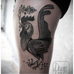 Rooster tattoo by David Hale #DavidHale #rooster #geomertry #linework #blackwork