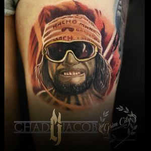 Randy Savage Tattoo by Chad Jacob #RandySavage #Portrait #ColorPortrait #PortraitTattoos #ColorRealism #ChadJacob #randysavage