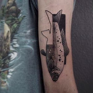 Creative fish tattoo by Martin Jahn #blackwork #illustrative #fish #MartinJahn