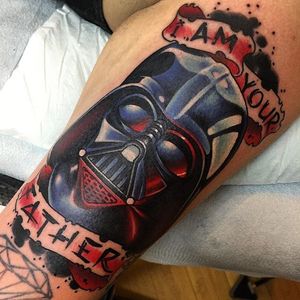 Darth Vader Tattoo by Benji Harris #darthvader #starwars #neotraditional #neotraditionalartist #color #traditional #BenjiHarris