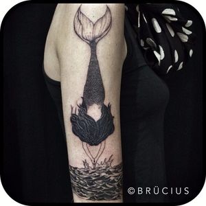 Nice tattoo by Brucius #blackwork #mermaid #Brucius #mermaidtattoo