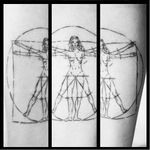 Awesome sketch based on Homem Vitruviano by Leonardo da Vinci by Maira Zorek #sketchtattoo #feminism #blackwork #mairazorek #homemvitruviano #feminist