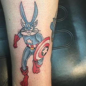 Captain Bugs America (via IG—tattoo_division_gravenhurst) #LooneyTunes #American #Looney #Cartoons