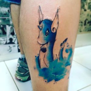 Dragonair por Mariana Silva! #MarianaSilva #tatuadorasbrasileiras #dragonair #pokemon #aquarela #watercolor