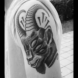 Zodiac tattoo by @pille_tatuador #Blackwork #Aries