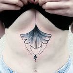 Ornamental ginkgo leaf tattoo by JenTonic #ginkgo #leaf #JenTonic #ornamental #linework #dotwork