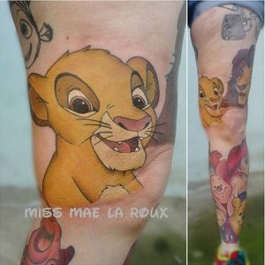 Cute Simba close up Disney tattoo #animation #disney #MaeLaRoux #cartoon #simba #lionking #simbatattoo