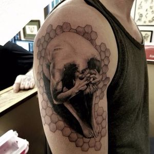 Season 3 tattoo by Freddy Negrete #pennydreadful #FreddyNegrete #blackandgrey #skull #opticalillusion