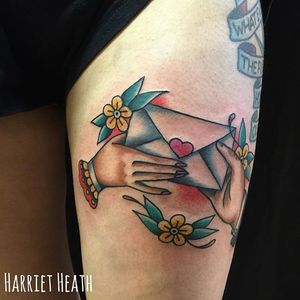 Love Letter Tattoo by Harriet Heath #loveletter #oldschool #traditional #HarrietHeath