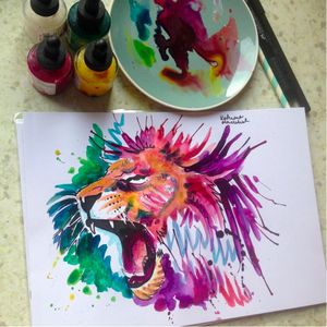 Watercolour lion art by Katriona MacIntosh #KatrionaMacIntosh #lion #watercolour #watercolor #painting