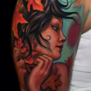 Demeter by Riccardo Cassese (via IG-riccardo_cassese_tattoo) #demeter #goddess #fall #autumn #harvest #color #neotraditional #RiccardoCassese