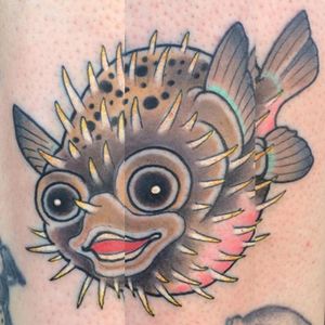 Pufferfish Tattoo by @calixtopozo #pufferfish #fish #sealife #Calixtopozo