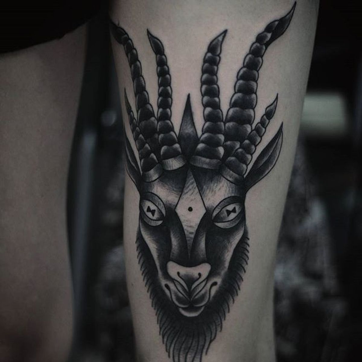 Tattoo Uploaded By Robert Davies • Blackwork Goat Tattoo By Alexandr Baharevich Goat